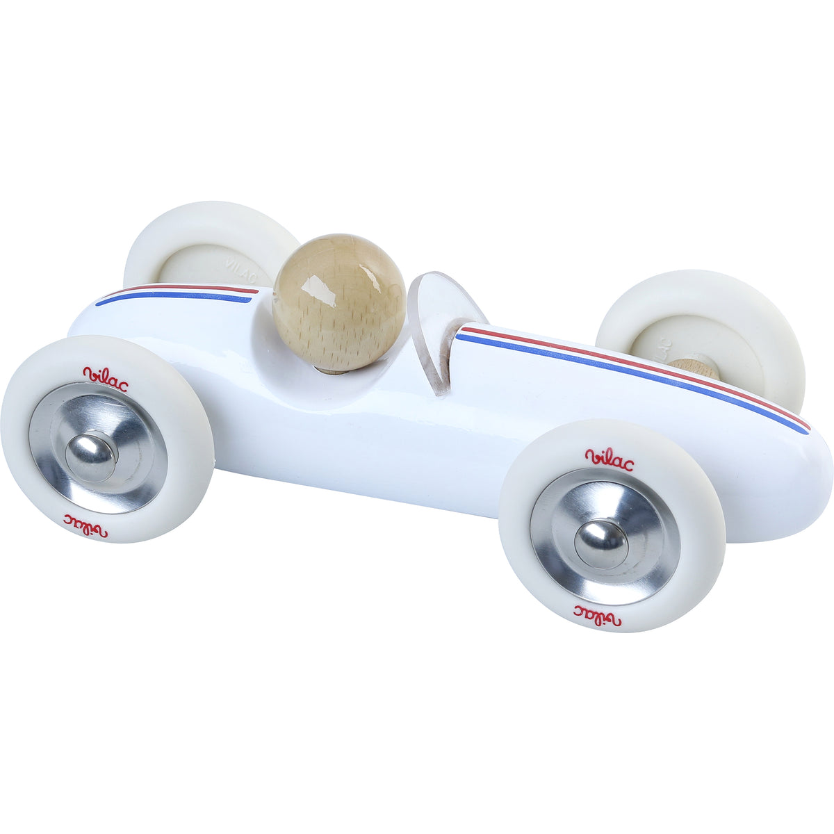 Vilac - Vintage PM White Grand Prix Car - Vintage Toy Car - Intergenerational Toy - Natural Wood - Durable Toy - EPV Label - 100% Made in France - 2 Years and Up Vilac - Vintage PM White Grand Prix Car - Vintage Toy Car - Intergenerational Toy - Natural Wood - Durable Toy - EPV Label - 100% Made in France - 2 Years and Up