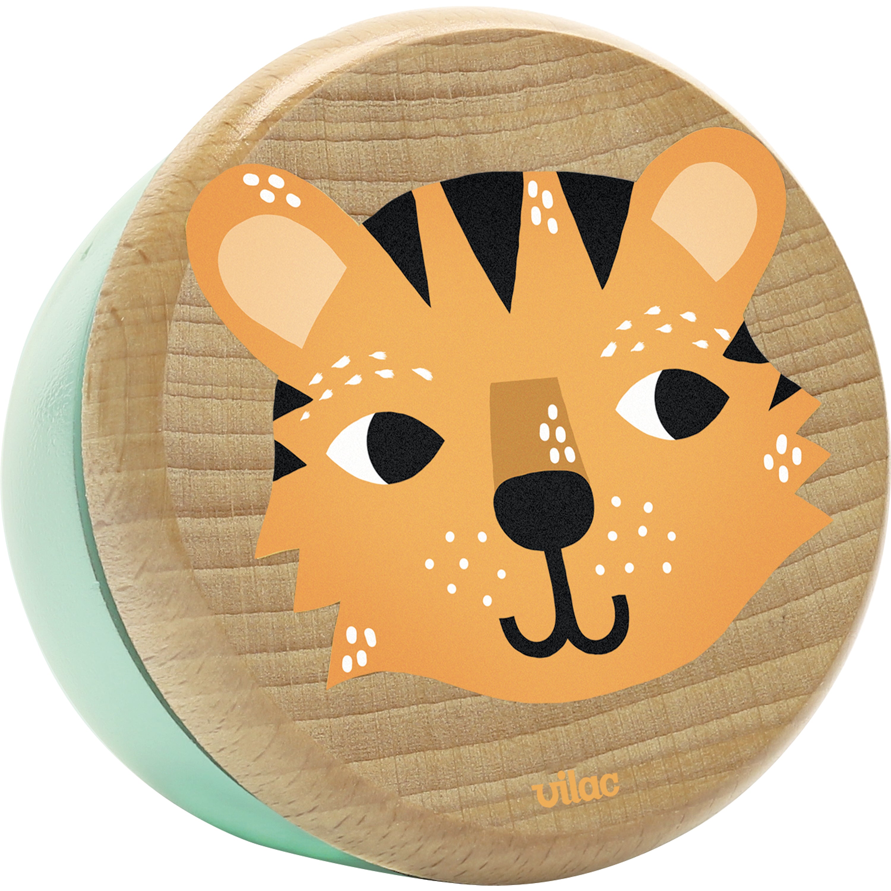 Boite à musique tigre en bois naturel laqué, VILAC, made in France et écoresponsable