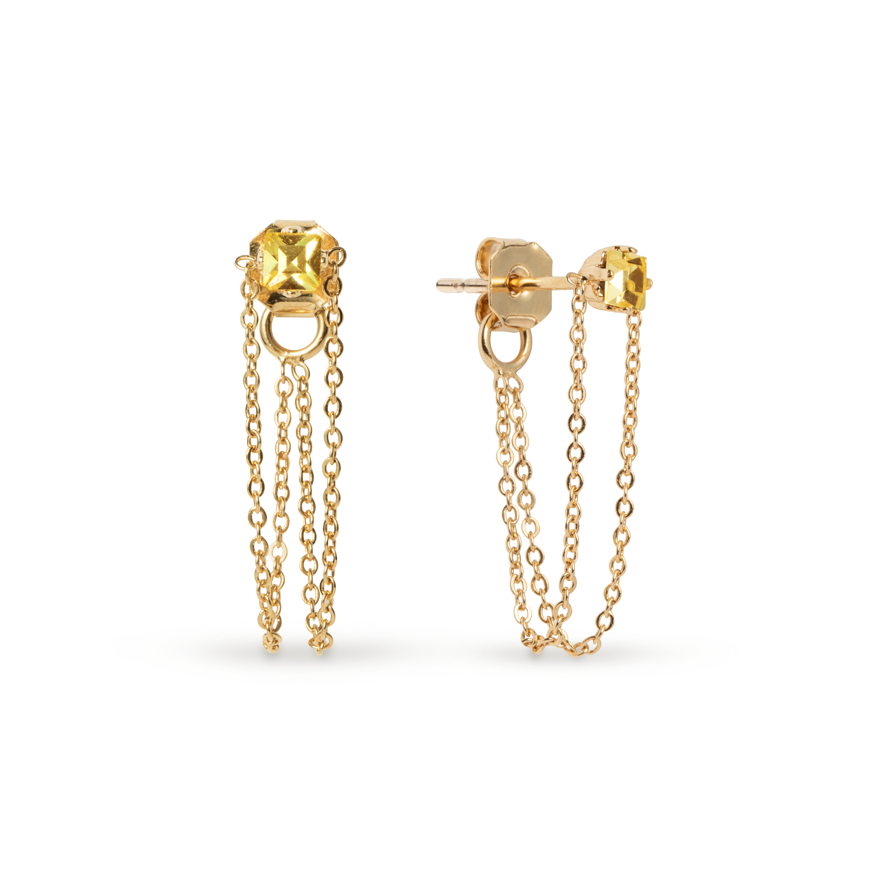 Boucles d'Oreilles avec cristal et chaines Abel, APRIL PLEASE, made in France