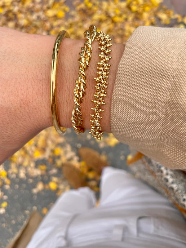 Bracelet Jonc Tresse plaqué or, JOUR DE MISTRAL, made in France