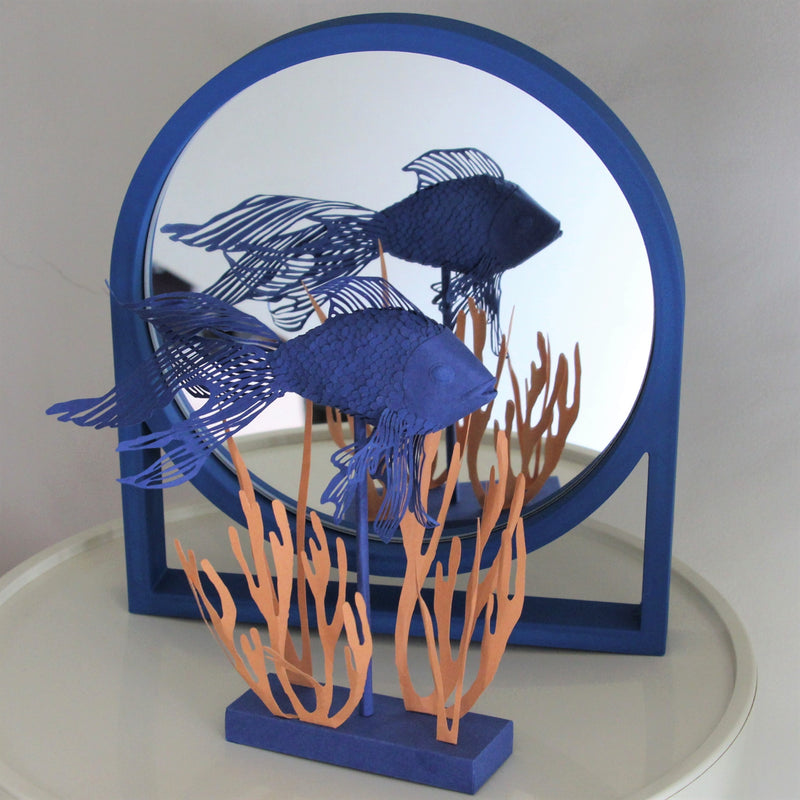 Sculpture de papier Poisson Bleu, MELINA VASSEREAU, made in France et écoresponsable