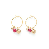 Boucles d'oreilles mini créoles Dona grenat, JOUR DE MISTRAL, made in France et écoresponsable