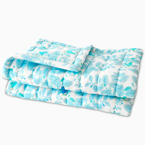 Courtepointe Songe Bleu LITTLE CABARI, couverture matelassée made in France, 100% français et écoresponsable HISTOIRES FRANCAISES