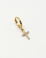 Boucle d'oreille mini créole Lily charms croix, NILAI, made in France